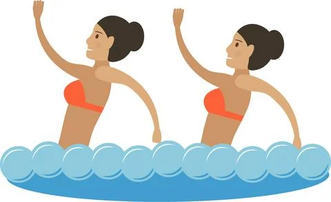 Female team performing synchronized swimming vector icon isolated on white Stock Illustration