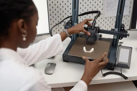 Female Technician Working with 3D Printer Stock Photos