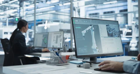 Female Technician Working on Computer at Electronics Factory Stock Footage 256044167