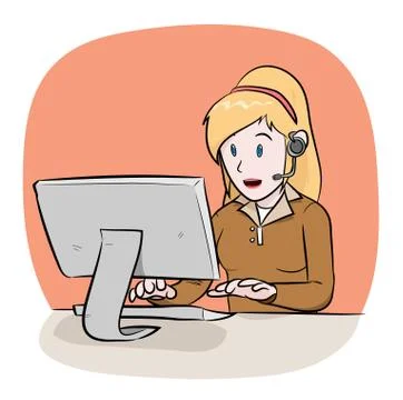 Female Telephone Operator Stock Illustration