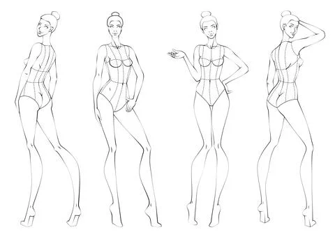 Design Template Croquis Of A Fashion Figure Wearing A Bodice With Ten Heads  Vector, Textile, Female, Elongated PNG and Vector with Transparent  Background for Free Download