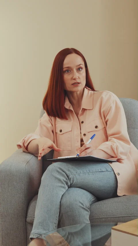 Female therapist explaining during session Stock Footage 279136331