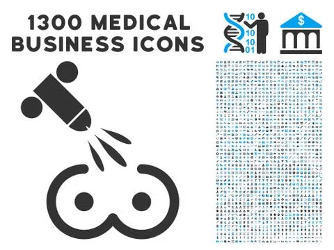 Female Tits Sperm Ejaculation Icon with 1300 Medical Business Icons Stock Illustration