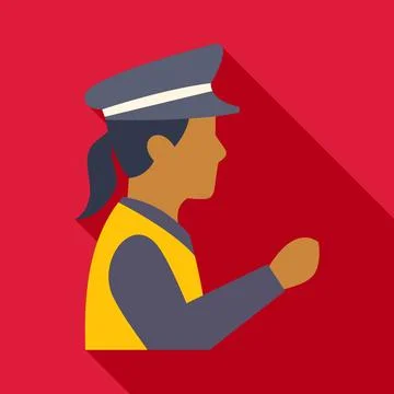 Female traffic controller directing movement flat design 스톡 일러스트