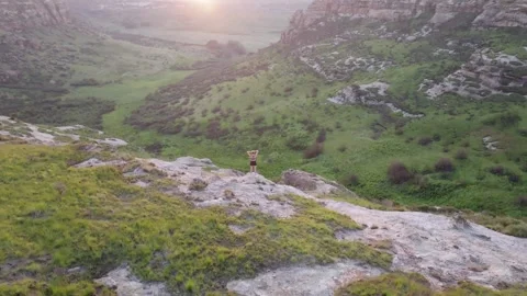 Female trail runner at sunset Stock Footage 265870618