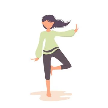 Female  in a tree yoga pose Stock Illustration