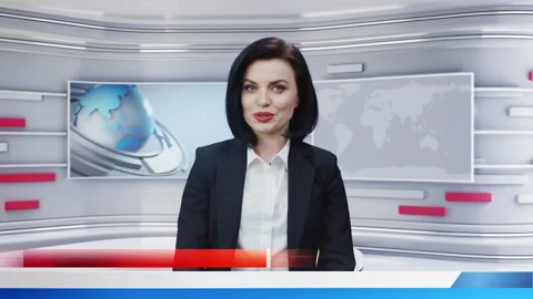 Female TV presenter in television studio | Stock Video | Pond5