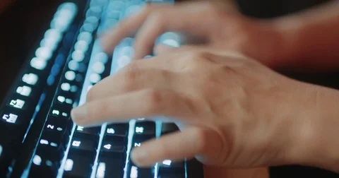 Female Typing on Keyboard with Light Rack Focus and Audio Stock Footage 81277365