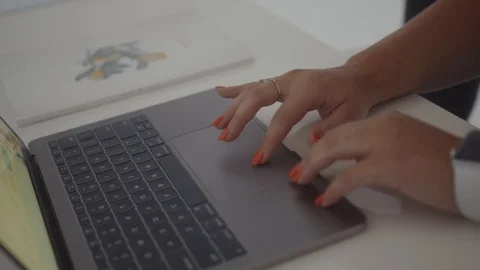 Female typing on keyboard in studio Stock Footage 111593147