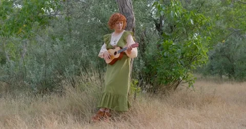 Female with ukulele Stock Footage 139355586