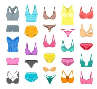 Female underwear design vector flat icons Stock Illustration