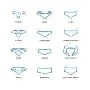 Lingerie womens and mens underwear thin line icons