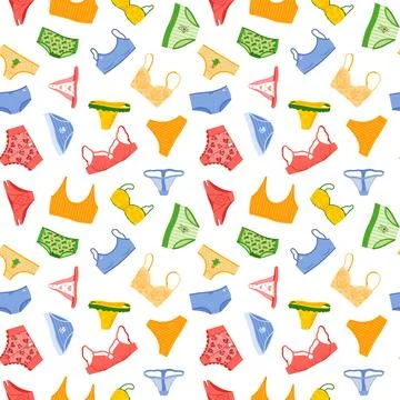 Female underwear pattern. Bikini background. Fashion panties. Clothing linger Stock Illustration
