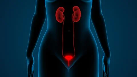 Female Urinary System Kidneys with Bladder Anatomy Stock Illustration