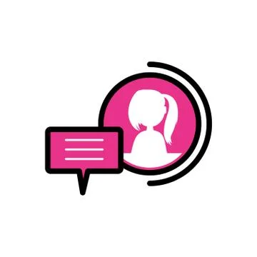 Female user acount with speech bubble Stock Illustration