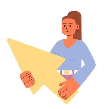 Female user with arrow cursor flat concept vector spot illustration Illustrazione stock