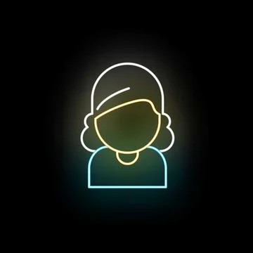 Female user avatar profile glowing neon sign Stock Illustration