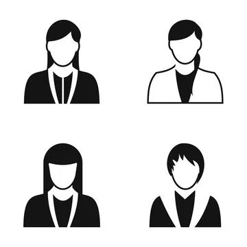 Female user avatar profile set in black Stock Illustration