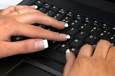 Female using Laptop Stock Photos