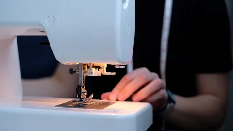 Female using sewing machine Video stock 89154680