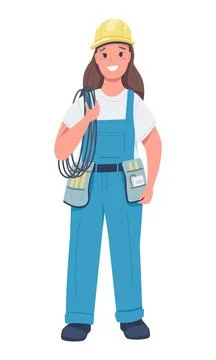 Female utility worker semi flat color vector character Illustrazione stock