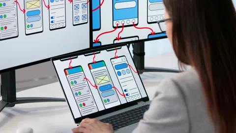 Female UX UI Designer Creating App Design Stock Footage 330254092
