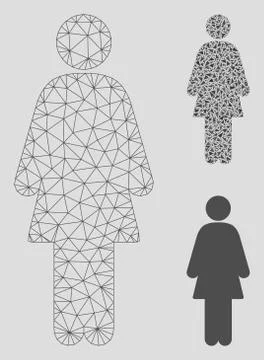 Female Vector Mesh 2D Model and Triangle Mosaic Icon Stock Illustration