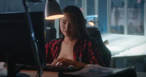 Female video game developer at work Stock Photos