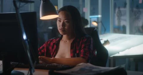 Female video game developer at work Stock Photos