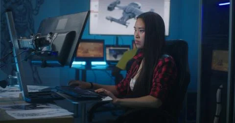Female video game developer at work Stock Photos