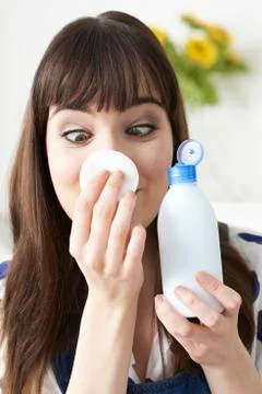 Female Vlogger Presenting Make Up Tutorial Video Stock Photos