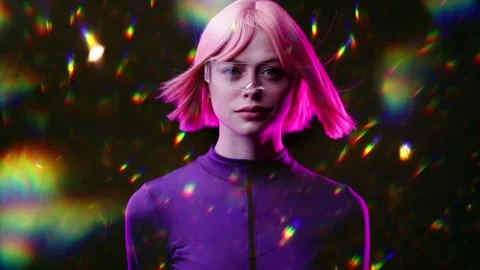 Female in VR glasses interacting with network while having virtual reality. Vídeos de archivo 261290449