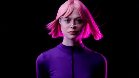 Female in VR glasses interacting with network while having virtual reality. Stock Footage 261290457