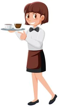 Female waitress serving coffee Stock Illustration