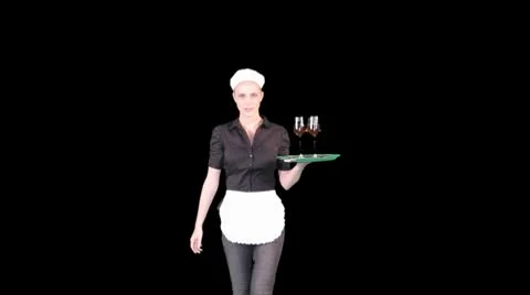 Female waitress serving drink 動画素材 8944815