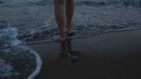 Female walking on the beach. Stock Footage 278116404