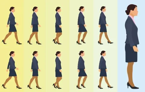 Female Walking Cycle Stock Illustration
