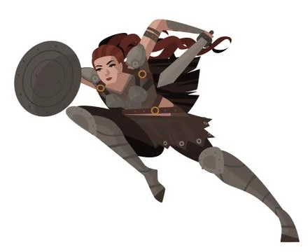Female warrior in the forest Stock Illustration