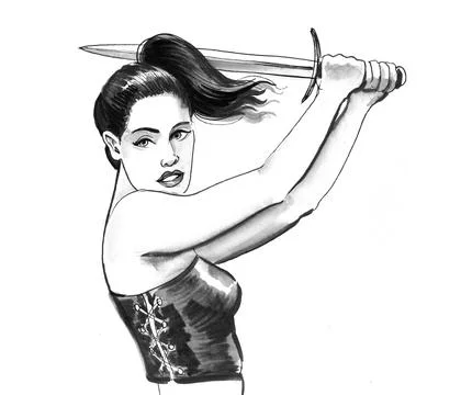 Female warrior Illustrazione stock