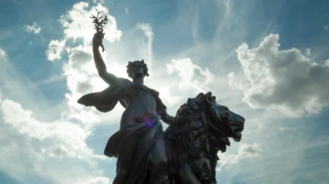 Female Warrior Statue Stock Footage 37254396