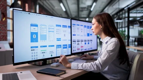Female Web Designer Working On UX And UI Design Stock Footage 335880401