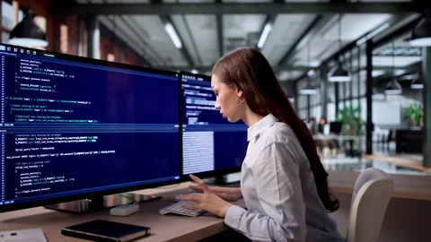 Female Web Developer Feels Sad And Bored While Coding Stock Footage 334533430