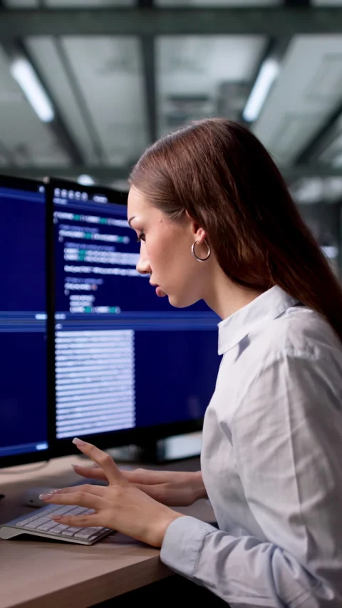 Female Web Developer Feels Sad And Bored While Coding Stock Footage 335881411