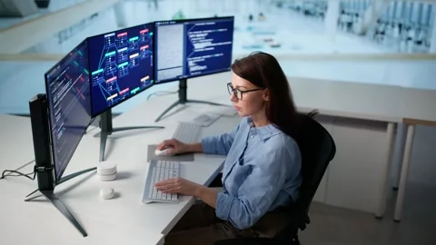 Female Web Developer Writing Code Stock Footage 321160984