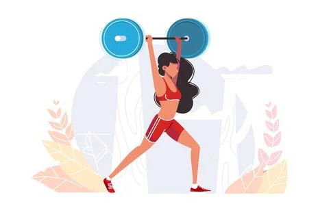 Female Weightlifting Strength Stock Illustration