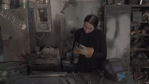 Female welder Stock Footage 106836740