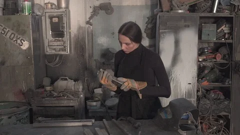 Female welder Stock Footage 106836748