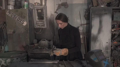 Female welder Stock Footage 106836763