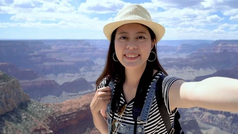 Female while out trekking in wilderness Video stock 103640324