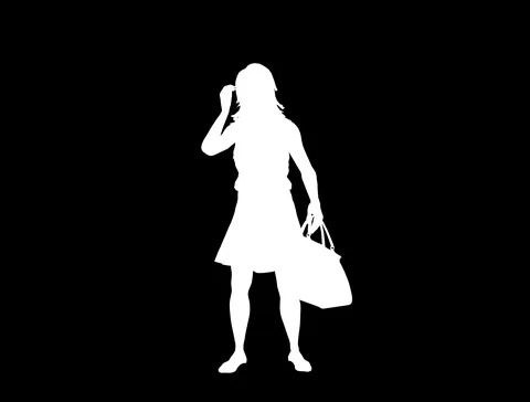 Female White Telephone Loop Front with Alpha Channel Video stock 85938427